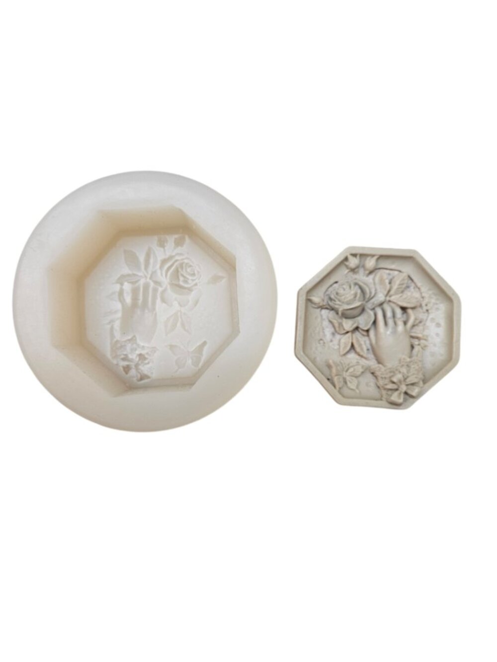 Octagonal Floral Hand and rose Silicone Mold